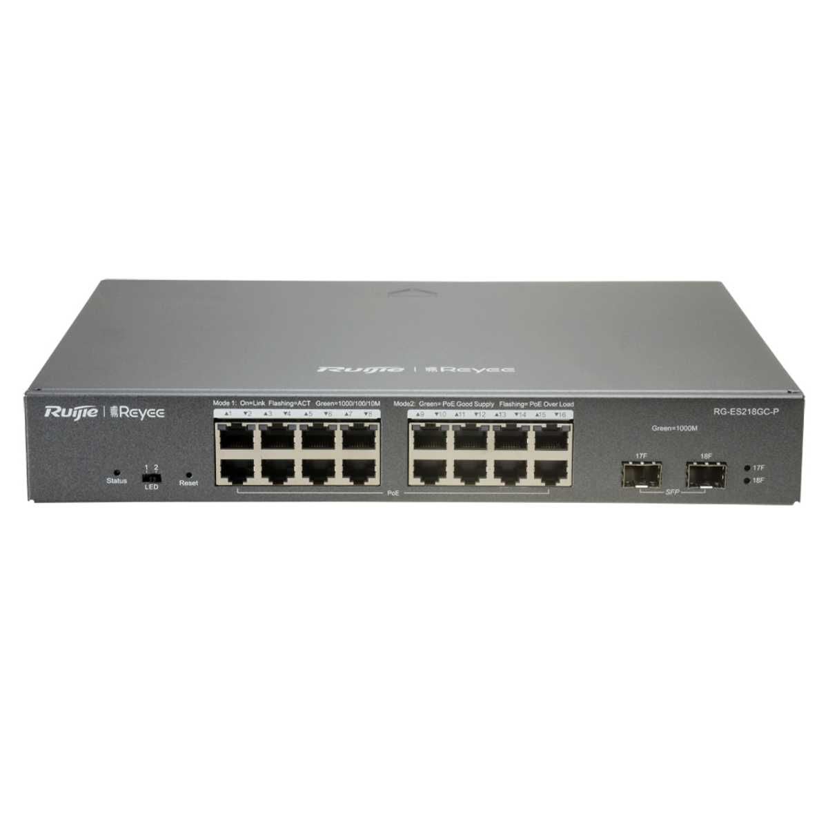 REYEE ES218GC-P 16 PORT 10/100/1000 POE 2X1G SFP 240 WATT POE YÖNETİLEBİLİR SWITCH