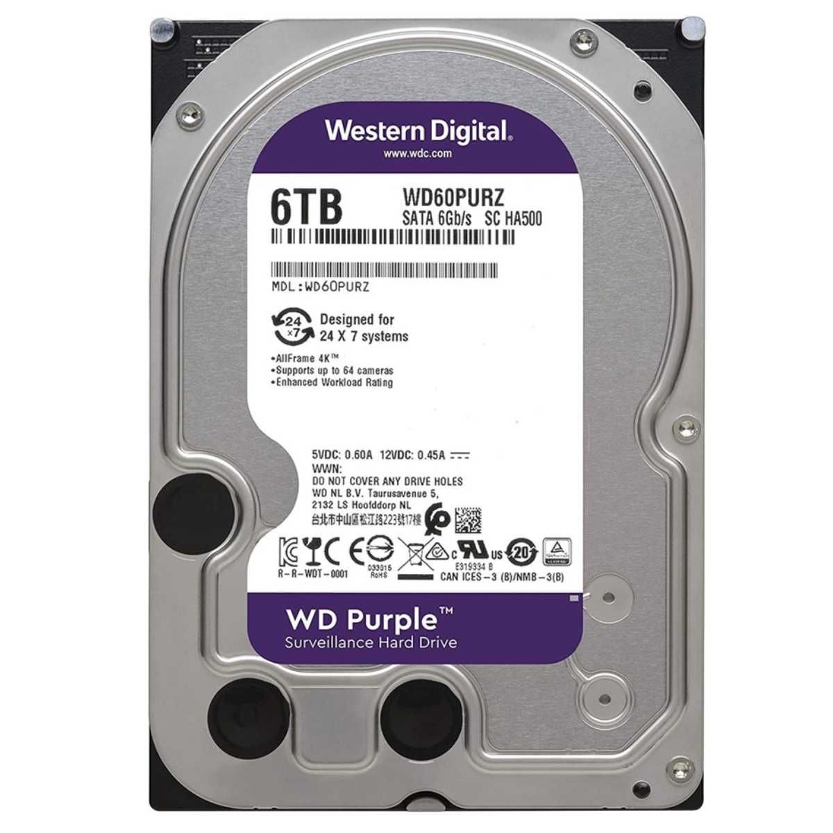 WD PURPLE 6 TB 7/24 GÜVENLİK DİSKİ DİSTRİBÜTÖR GARANTİLİ
