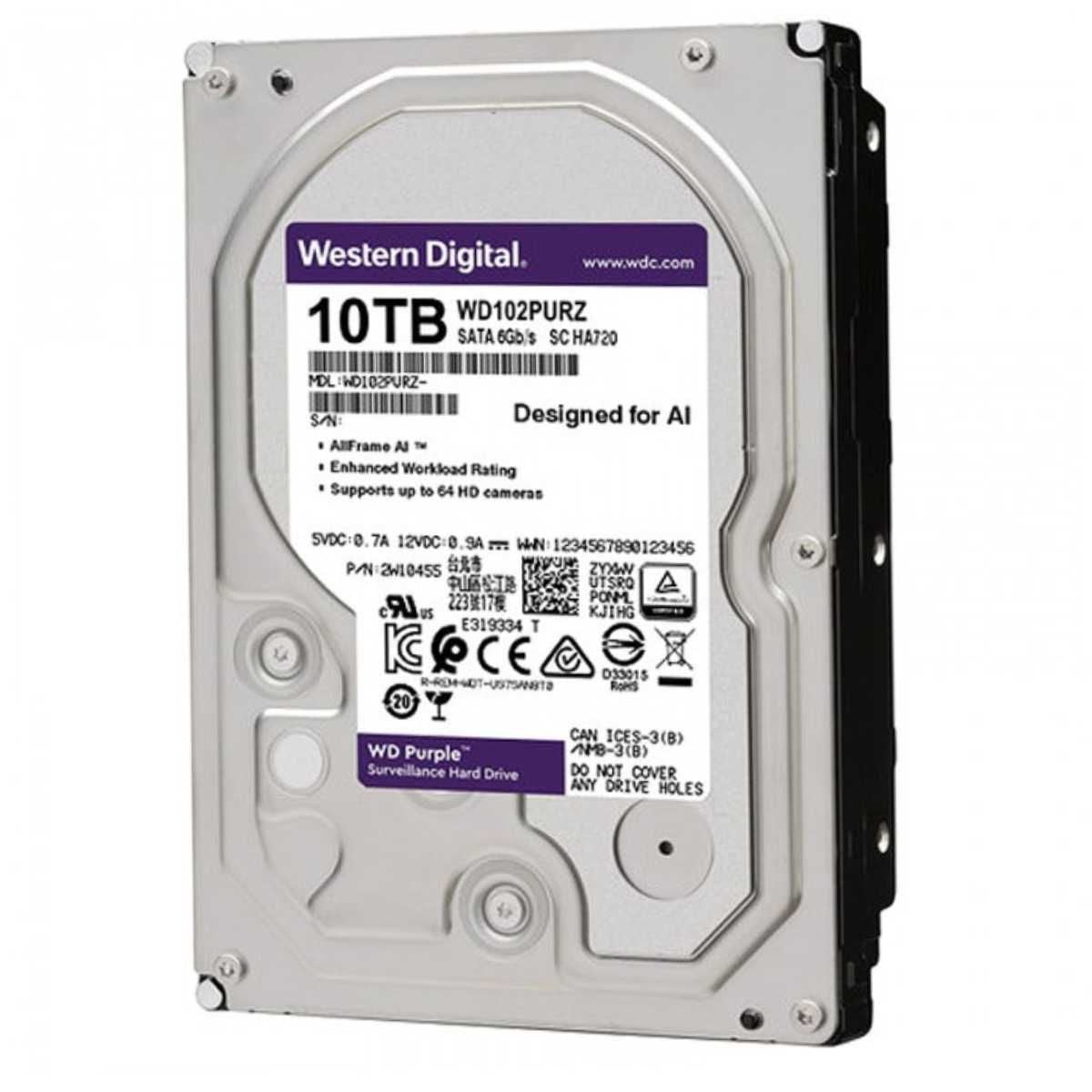 WD PURPLE 10 TB 7/24 GÜVENLİK DİSKİ DİSTRİBÜTÖR GARANTİLİ