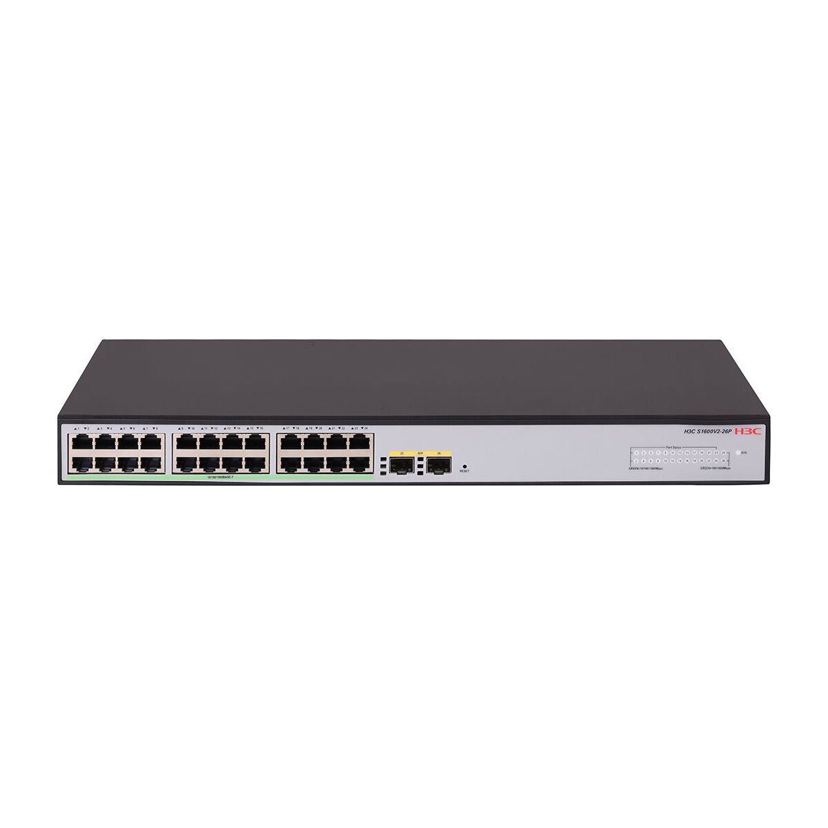 H3C S1600V2-26P-HPWR 24 PORT 10/100/1000 370W POE +2SFP YONETILEBILIR SWITCH