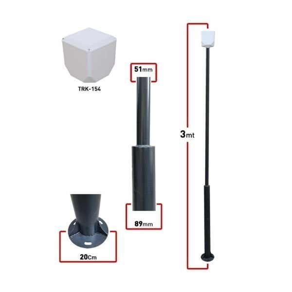TRK-300-X+154 / 3 MT (89X51X2MM) METAL DİREK + TRK-154 KÜP ANTRASİT