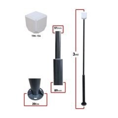 TRK-300-X+154 / 3 MT (89X51X2MM) METAL DİREK + TRK-154 KÜP ANTRASİT